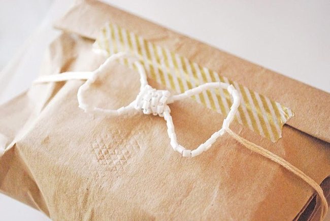 Brown Paper Packages With Striped Tape