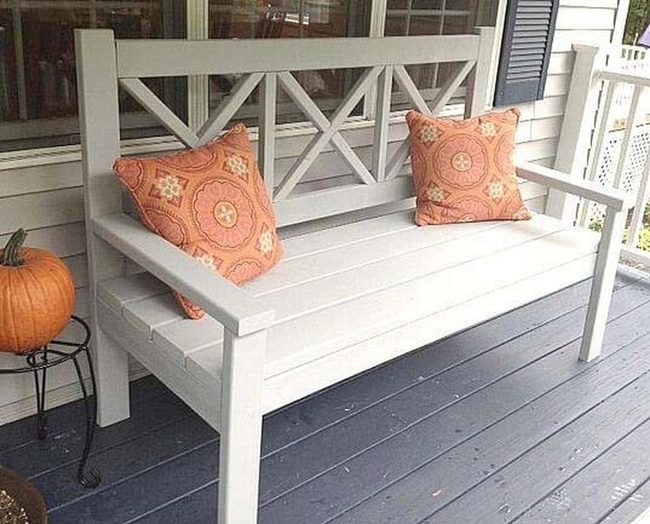 Geometric X-Frame Garden Bench