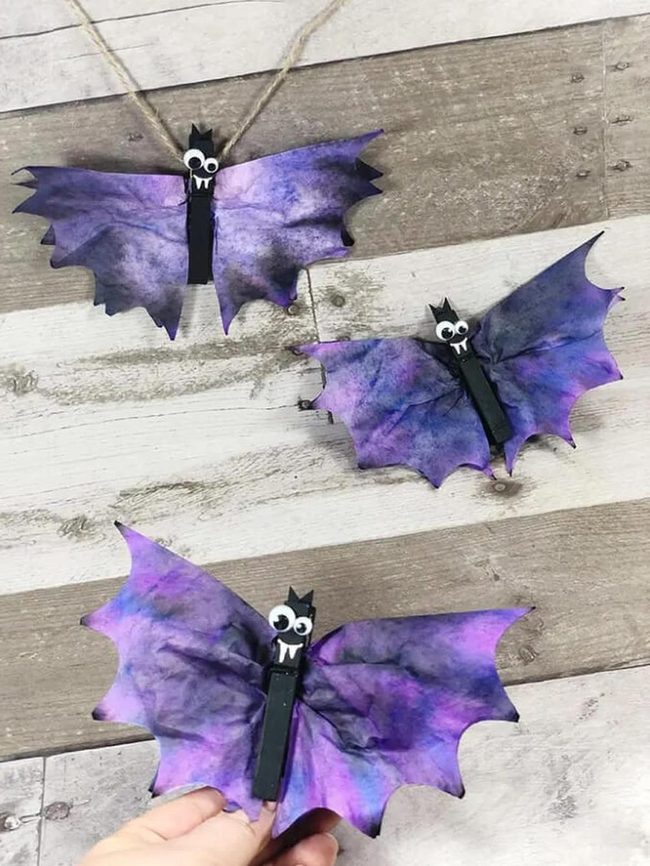 Coffee Filter Galaxy Bat Crafts