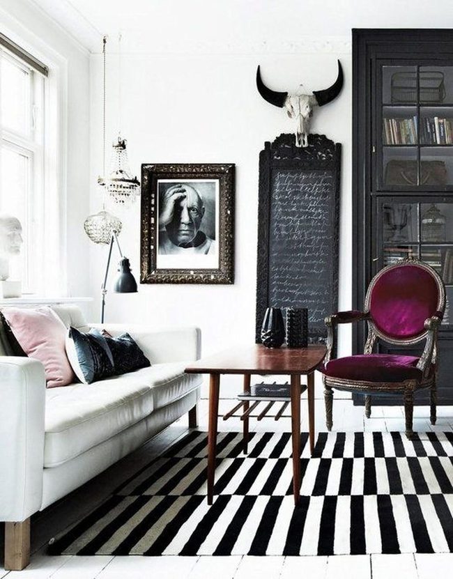 Black Stripes With Purple Statement Chair