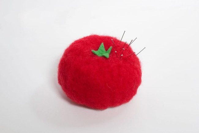 Bright Red Felt Tomato Cushion