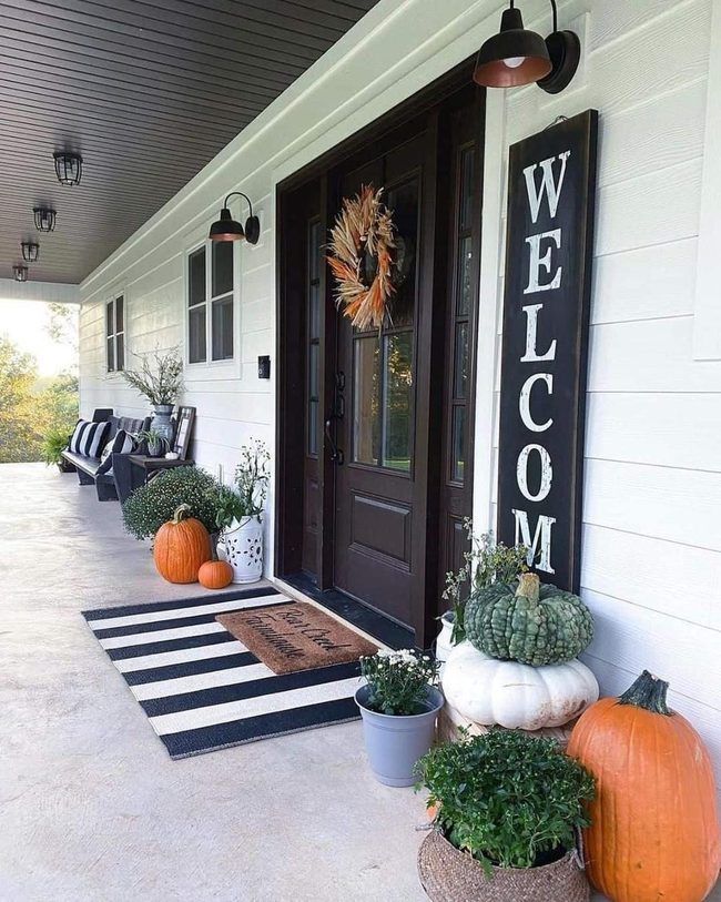 Orange Pumpkin Wreath Welcome