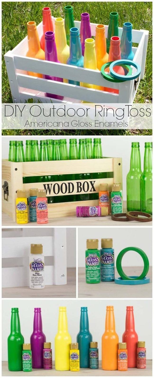 Wooden Ring Bottle Toss Game