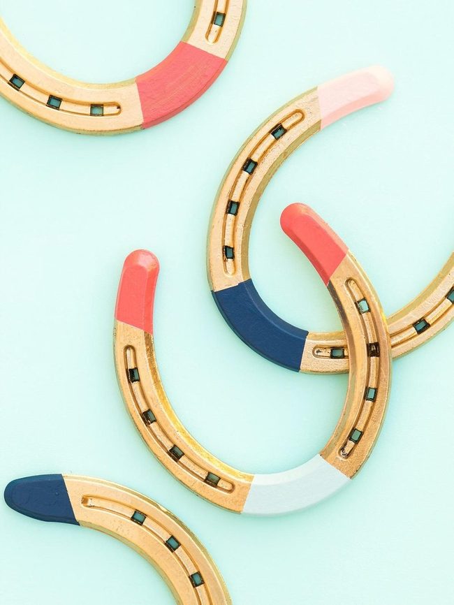 Painted Wood Horseshoes Bright Geometry