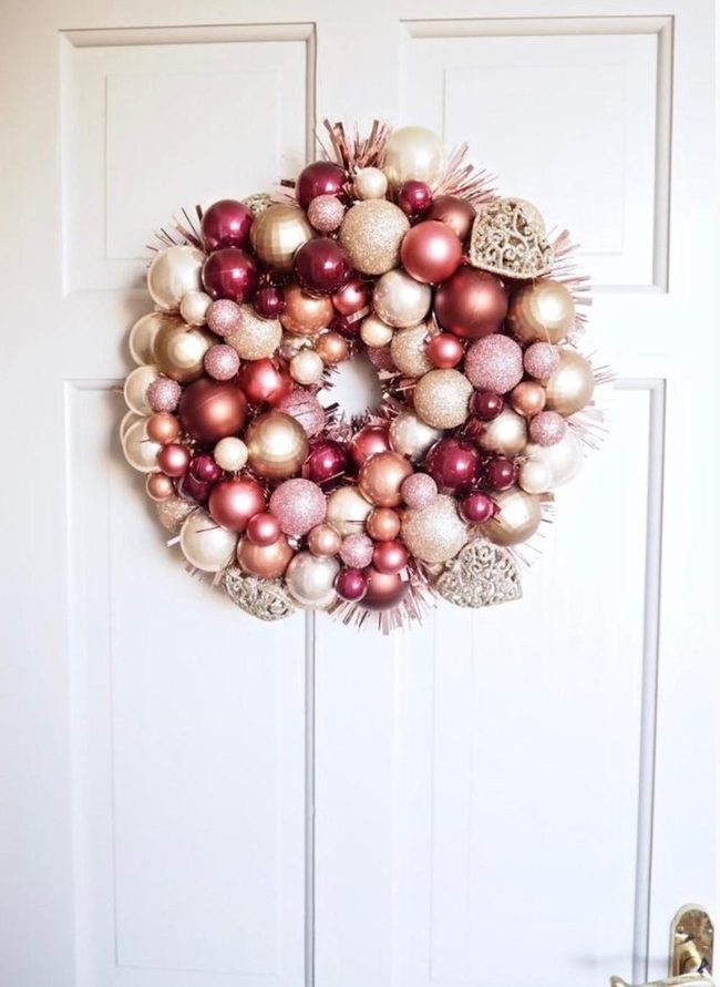 Gold Rose Red Ornament Wreath