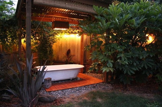 White Ceramic Tub Garden Retreat
