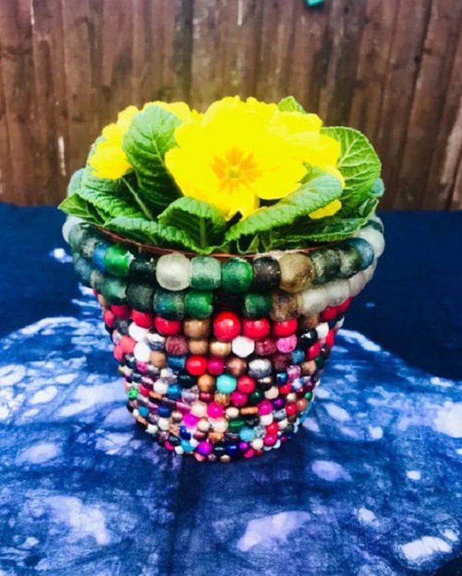 Beaded Plastic Pots Garden Sparkle