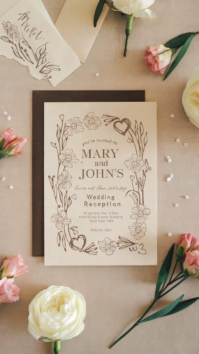 Kraft Paper Lace Twine Invitations