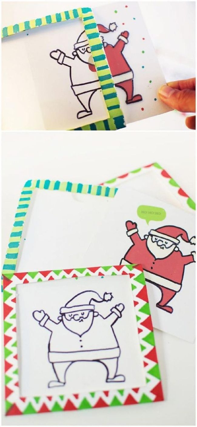 Hand-Drawn Santa Striped Cards