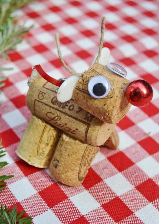 Wine Cork Reindeer With Red Nose