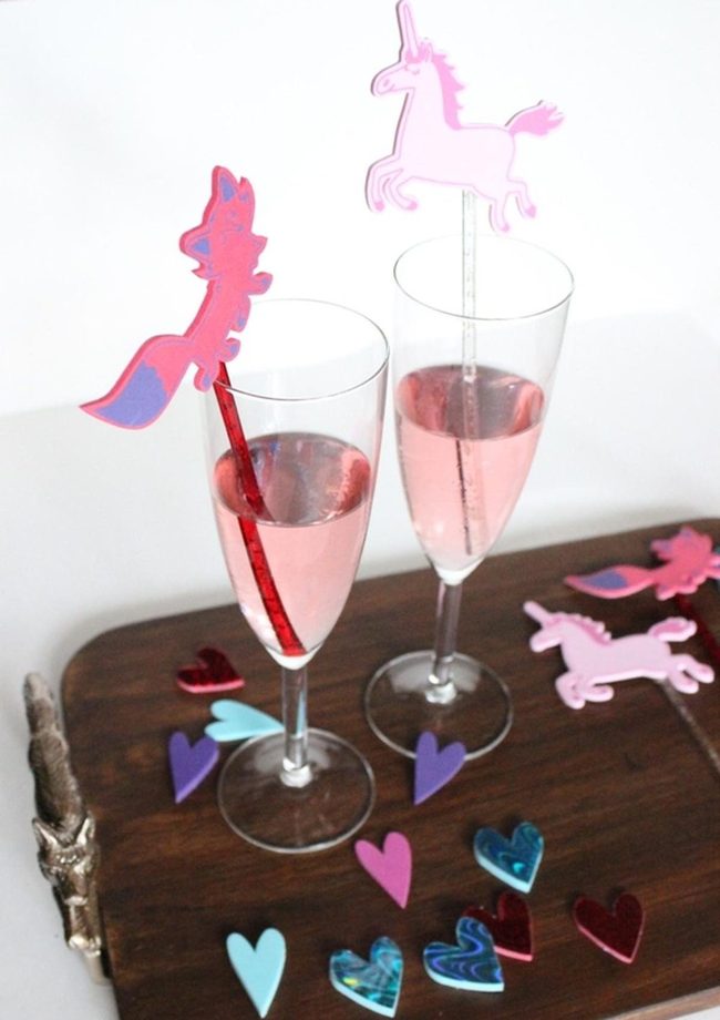 Pink Cocktails With Whimsical Stirrers