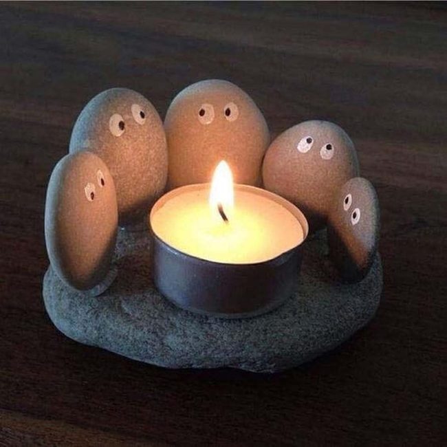 River Rock Tea Light Clusters
