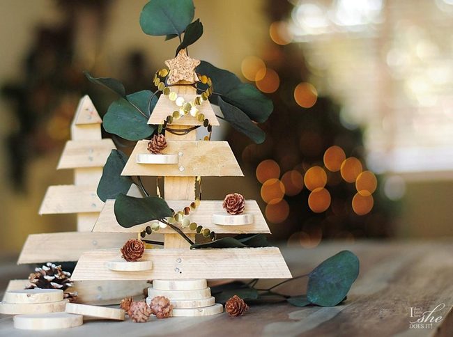 Natural Wood Trees With Gold Accents