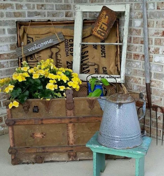 Weathered Chest Overflowing With Blooms