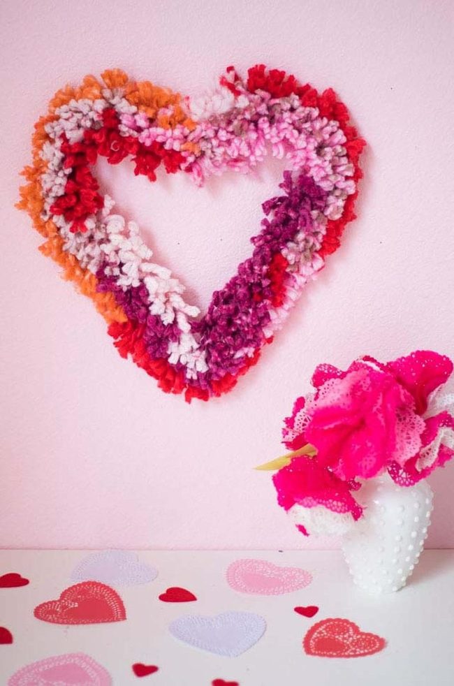 Colorful Puffy Yarn Wreath