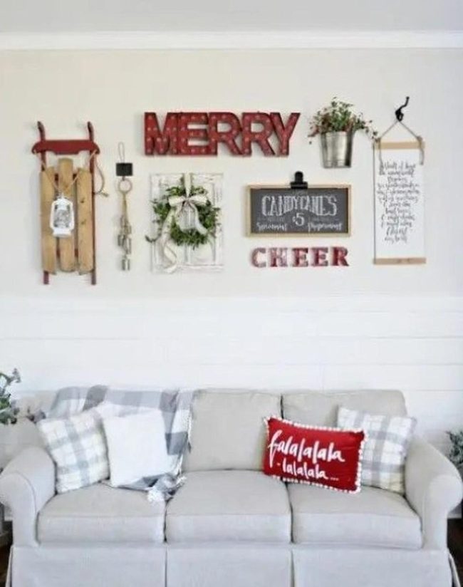 Red Accents On Neutral Beige Sofa
