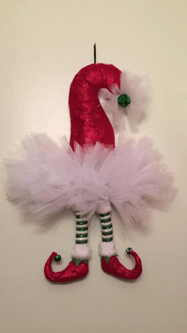 Santa Hat Wreath With Dangling Legs
