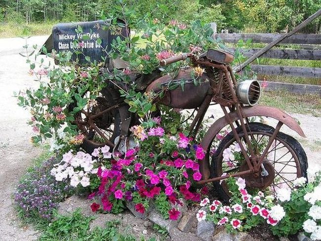 Vintage Motorcycle Garden Statement