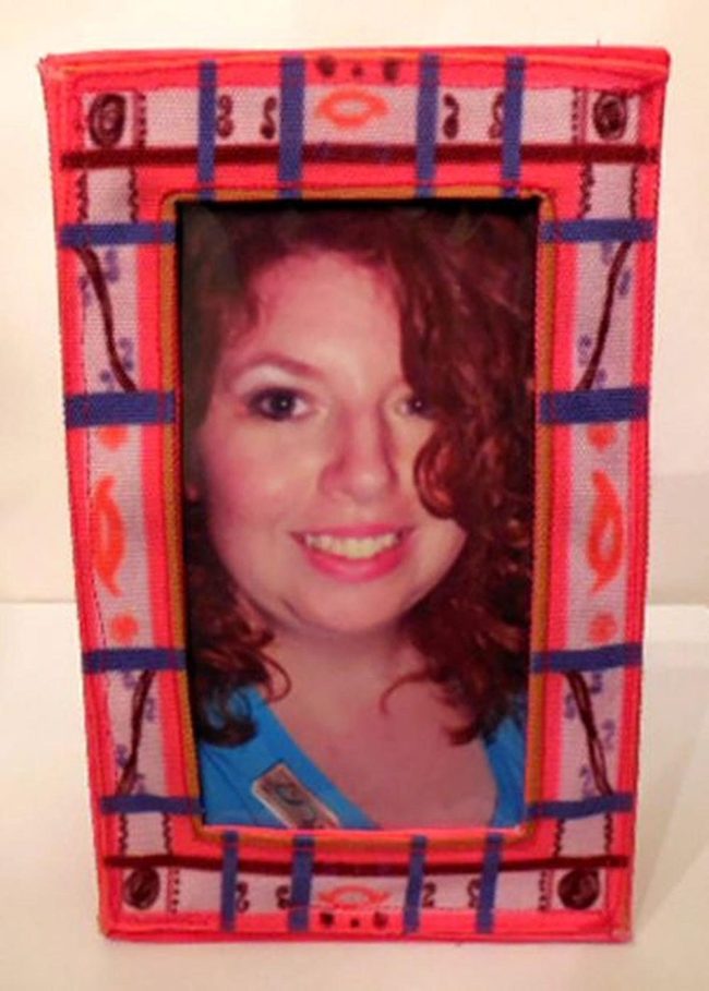 Handcrafted Fabric Frame Red Orange Blue
