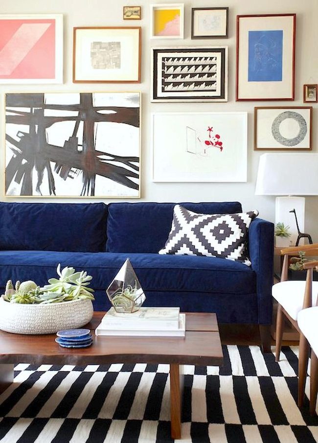 Blue Velvet Gallery Living Room