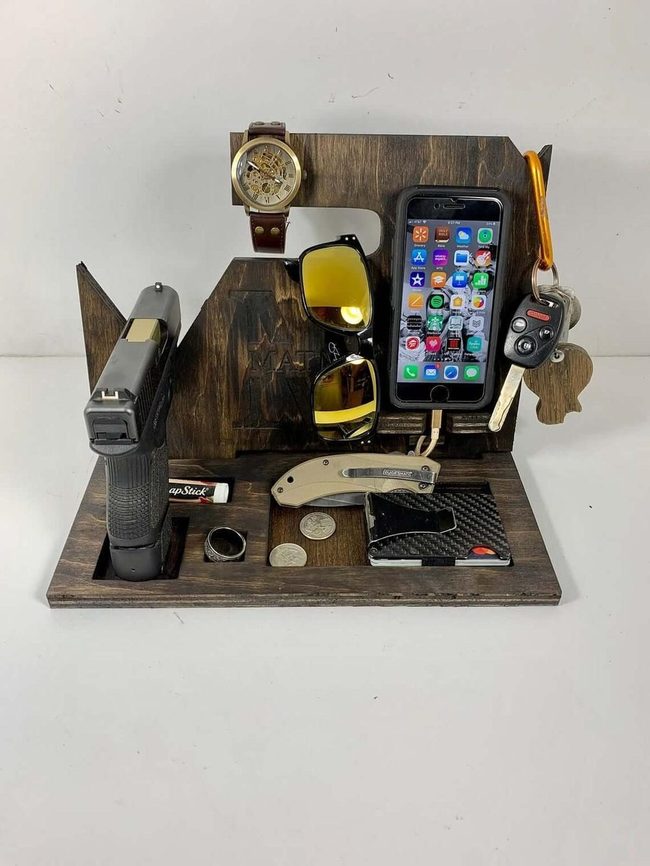 Wooden Bedside Pocket Organizer