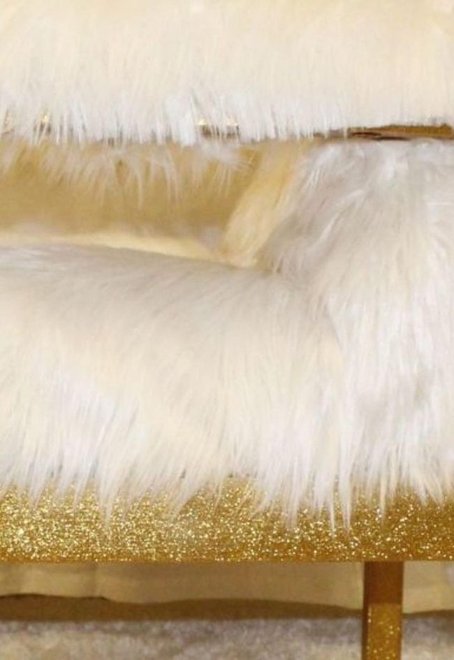 White Fur Gold Sparkle Chairs