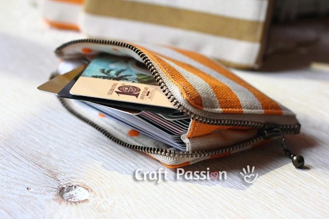 Striped Orange Canvas Pouch