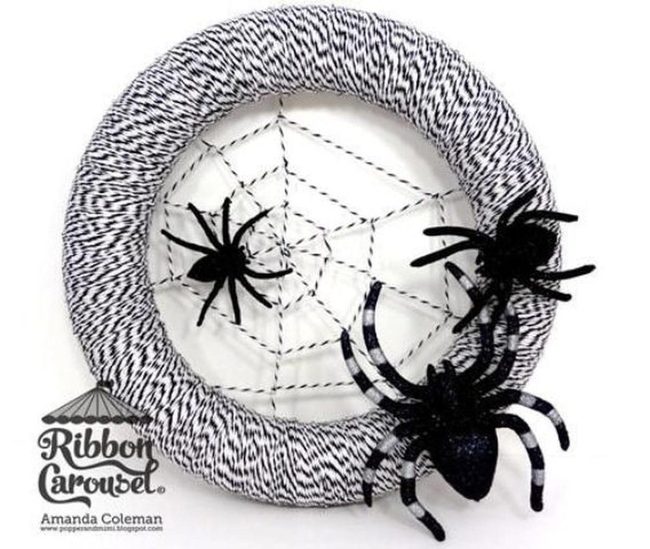 Black Stripe Spider Web Wreath