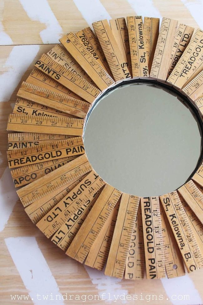Vintage Ruler Sunburst Mirror