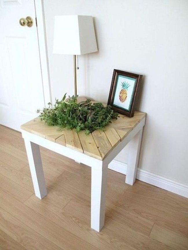 Wooden Chevron Corner Table Green