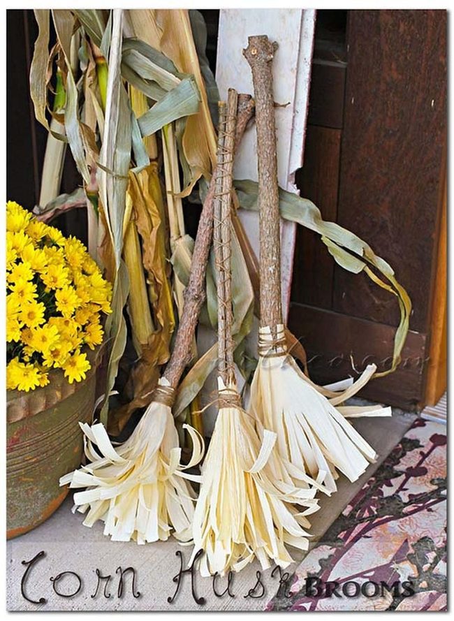 Corn Broomsticks Halloween Porch