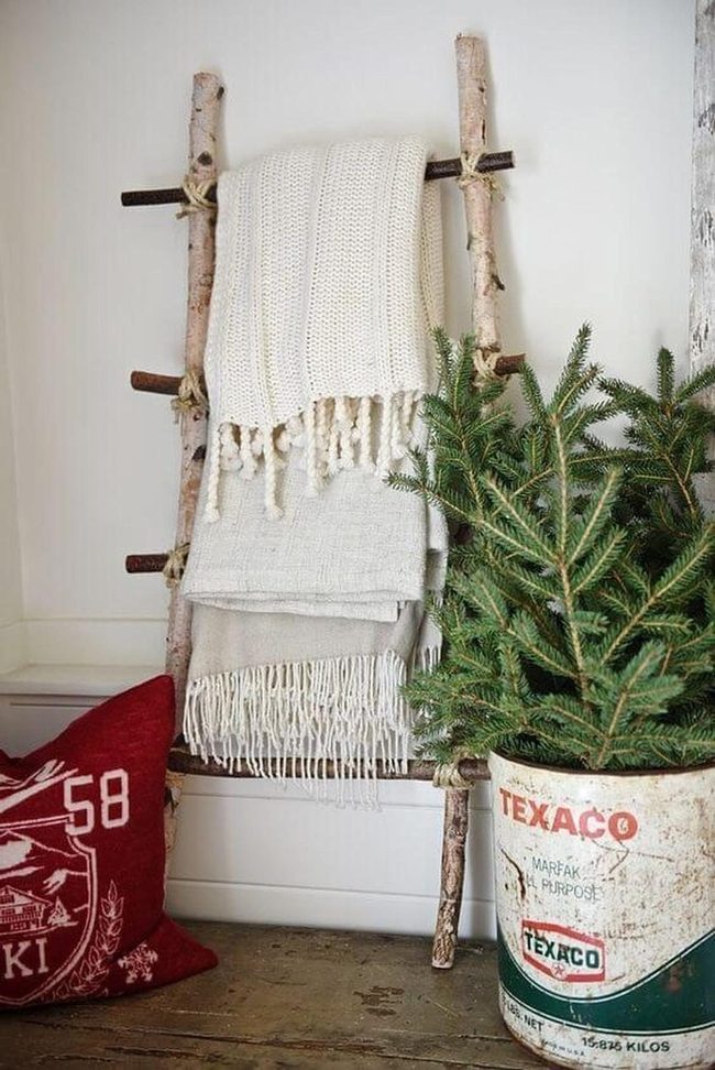 Wooden Ladder With Red Pillows
