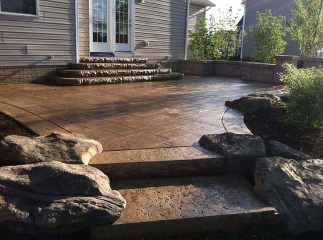 Brown Travertine Stamped Concrete