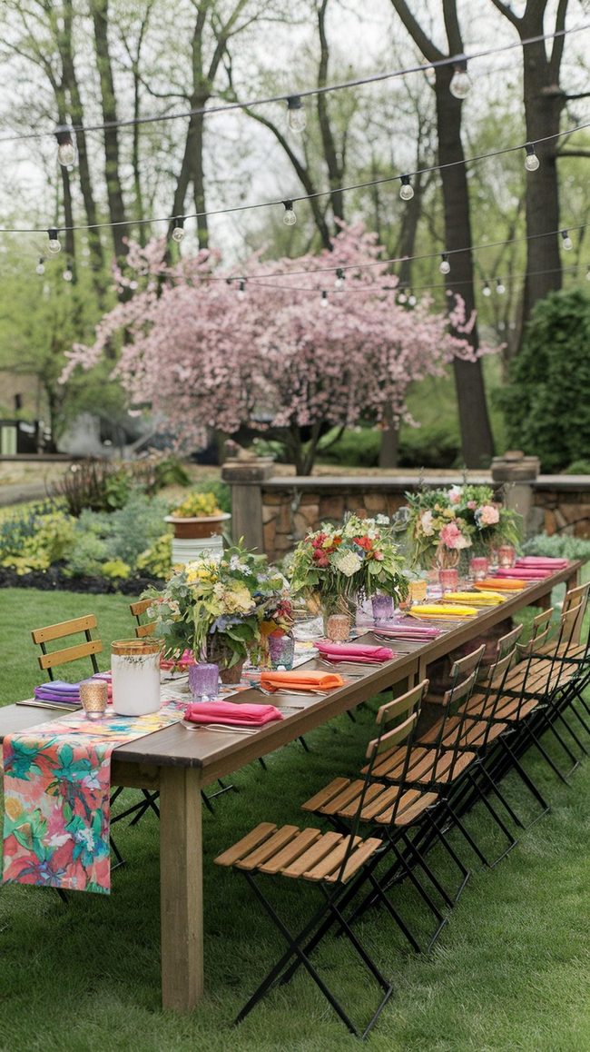 Outdoor Living Table Dining with Fresh Herbs