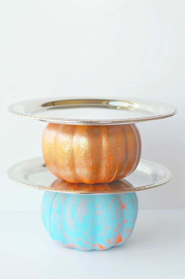 Orange Pumpkin Tower Tiered Serving Stand