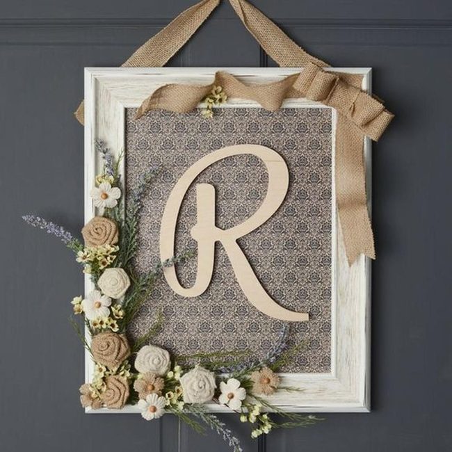 Wooden Letter With Burlap And Blooms