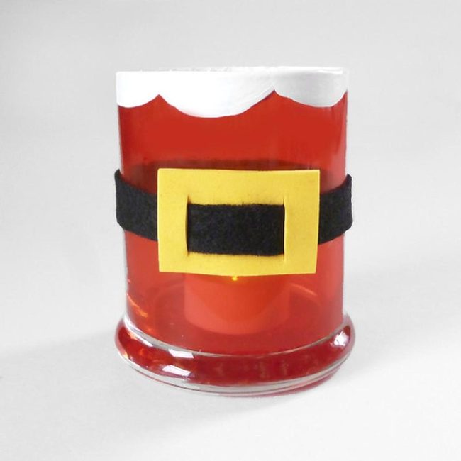Red Fabric Santa Glasses With White Trim