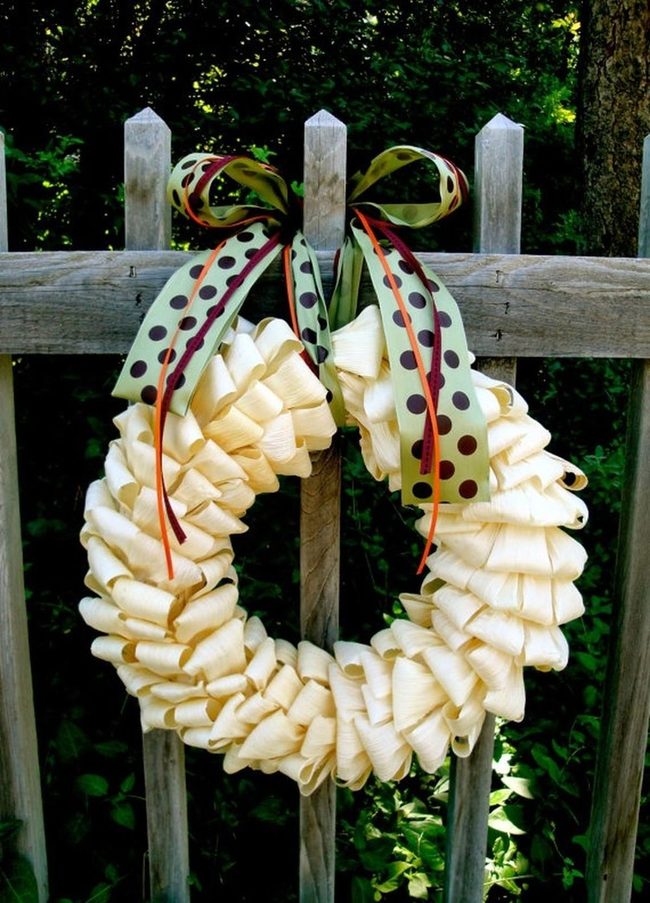Cream Ruffled Wreath Orange Accents