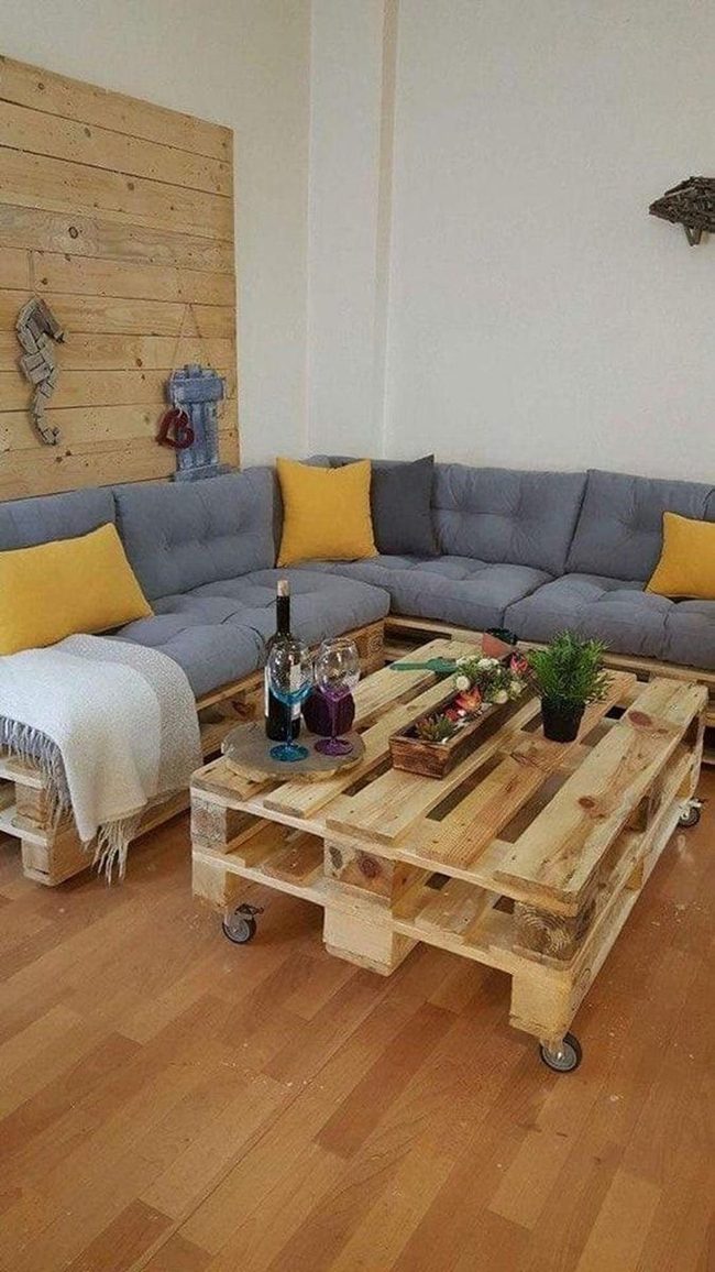 Gray Sectional With Yellow Accent Pillows
