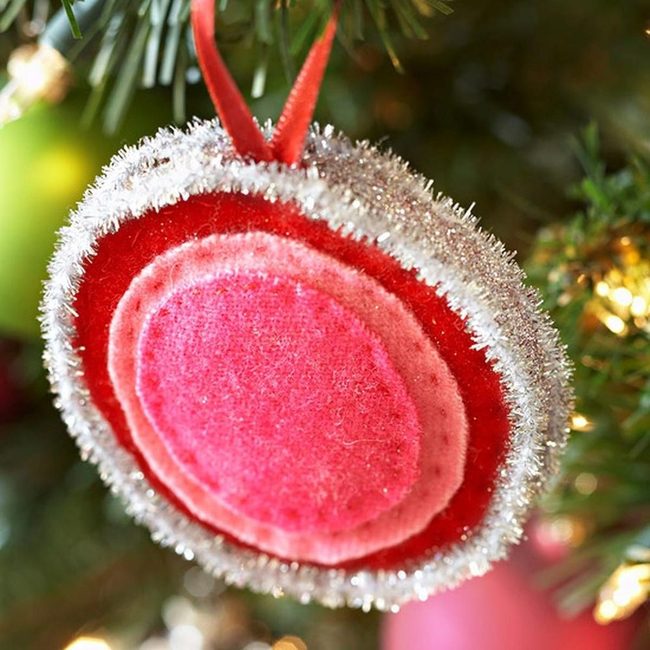 Layered Felt Ornaments Silver Sparkle