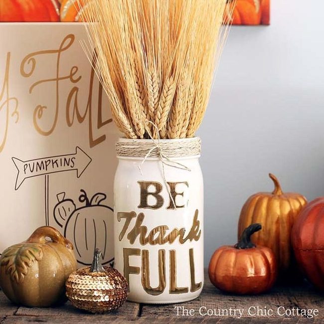 Grateful Orange Mason Jar Centerpieces