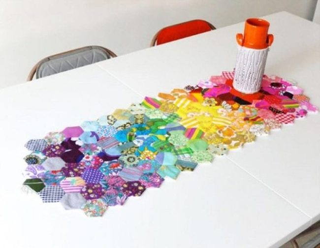 Hexagon Patches Colorful Table Runner
