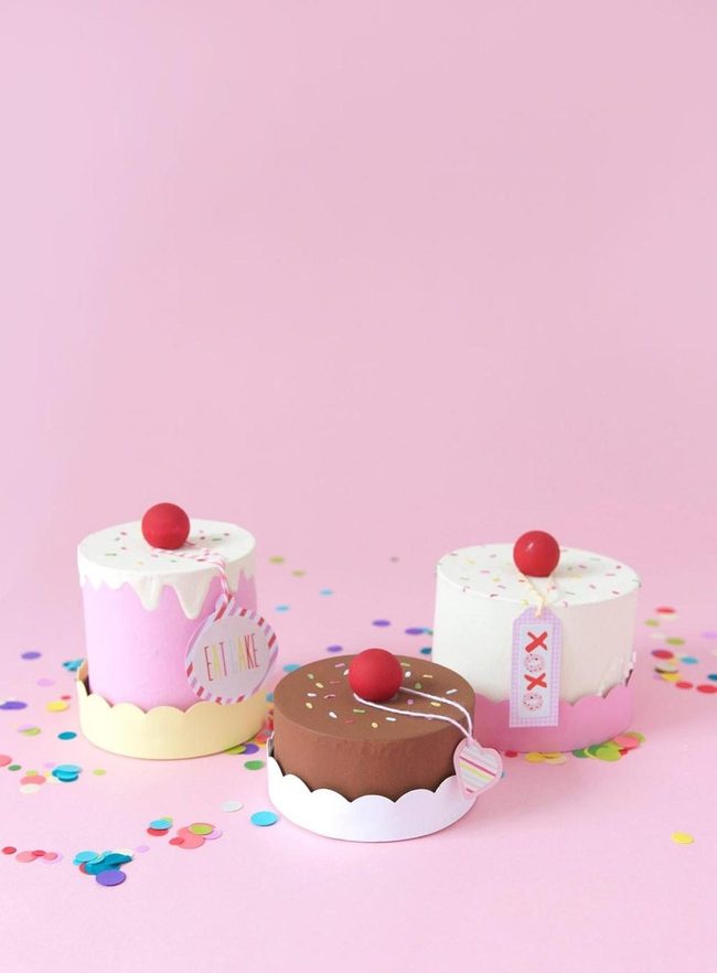 Pink Confetti Mini Cakes With Cherry Toppers