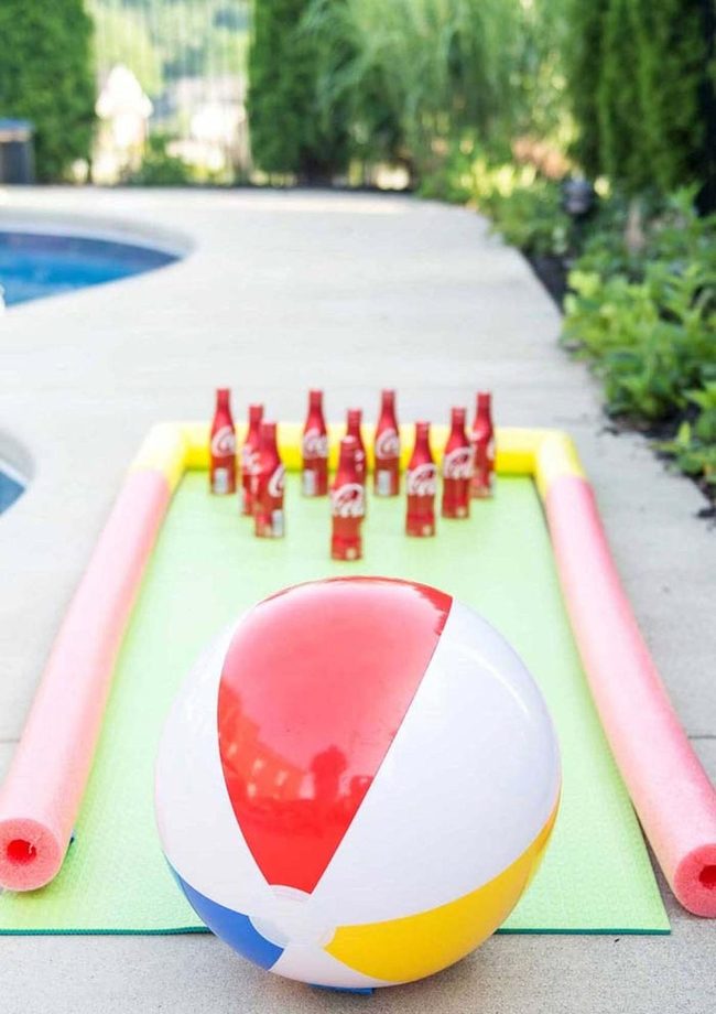 Backyard Bottle Bowling Setup