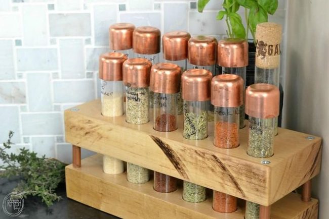 Natural Wood Spice Display Gleaming