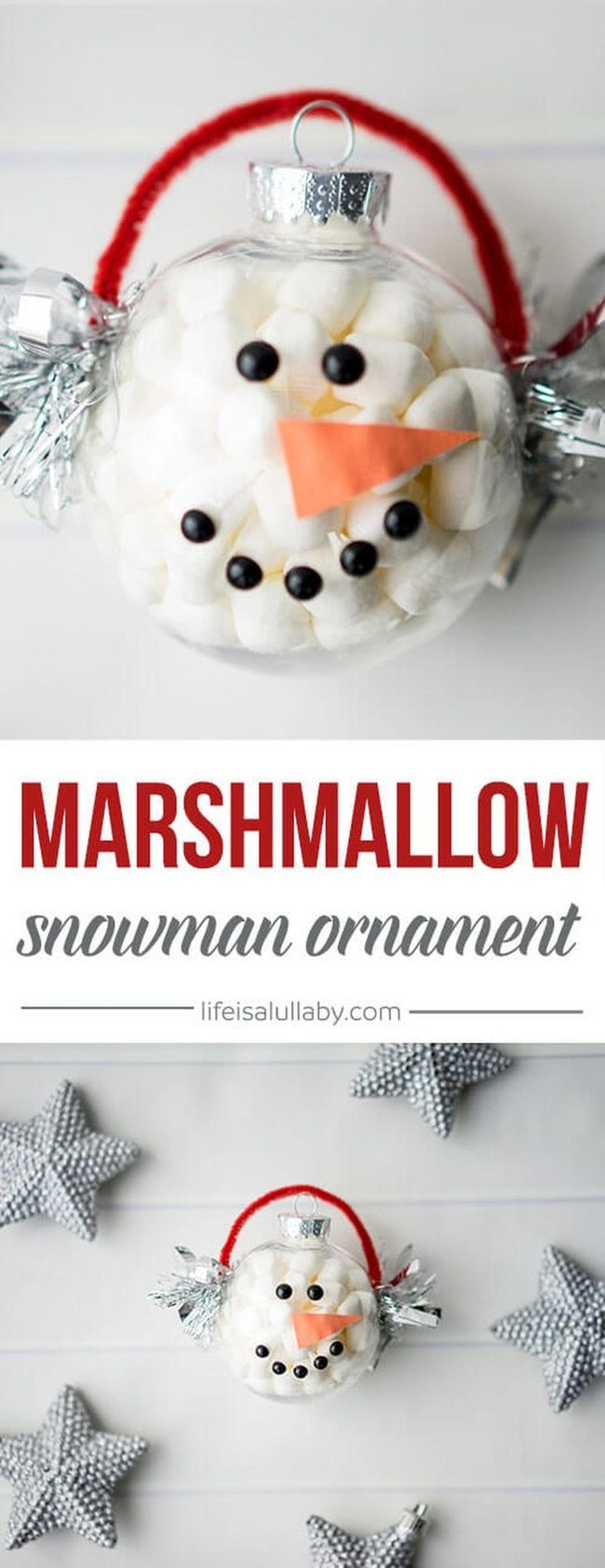 Marshmallow Snowmen Glass Ornaments