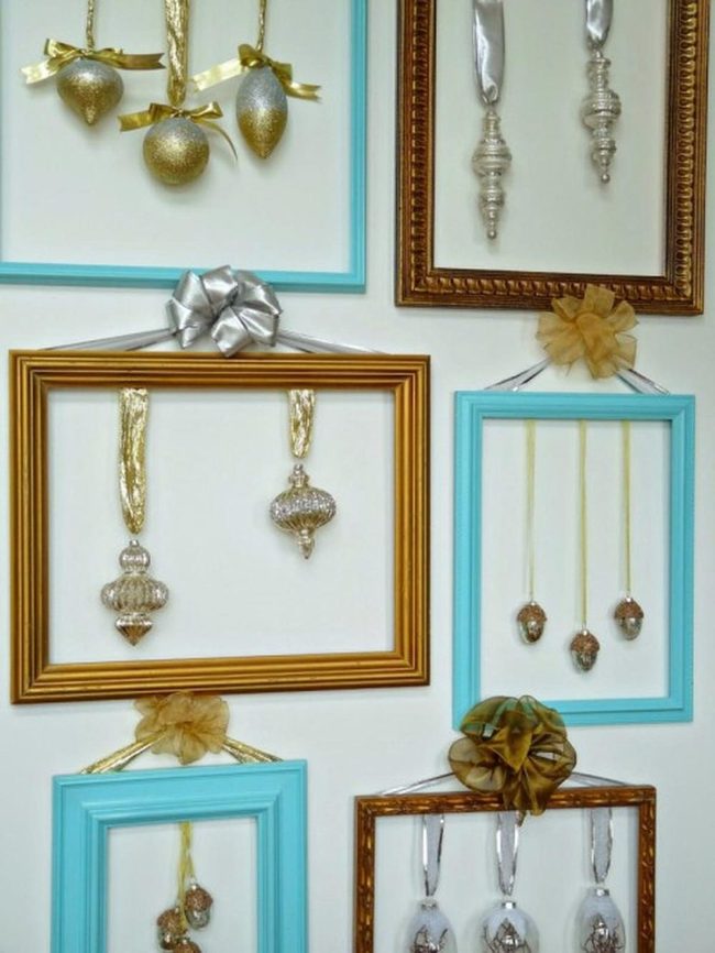 Shiny Ornaments In Gold Frames