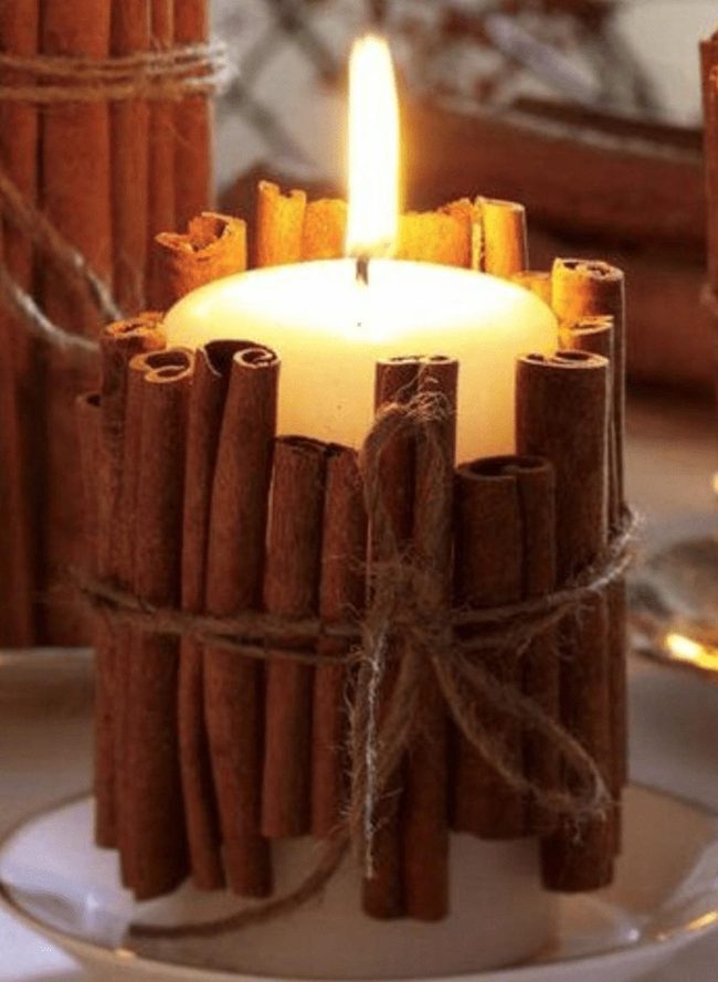 Cinnamon Wrapped Pillar Candles