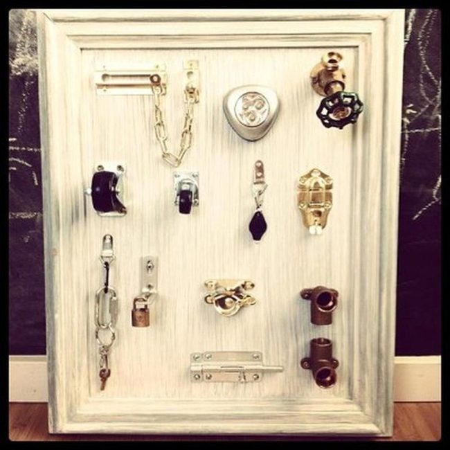Vintage Metal Hardware On Wood