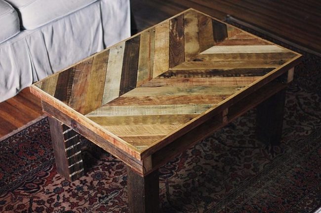 Dark Wood Floors With Chevron Pattern